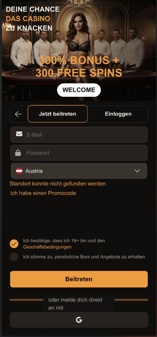 Registrierung auf dem Smartphone